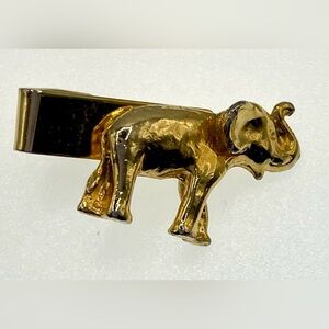 Vintage Gold Tone Elephant Tie Clip Bar